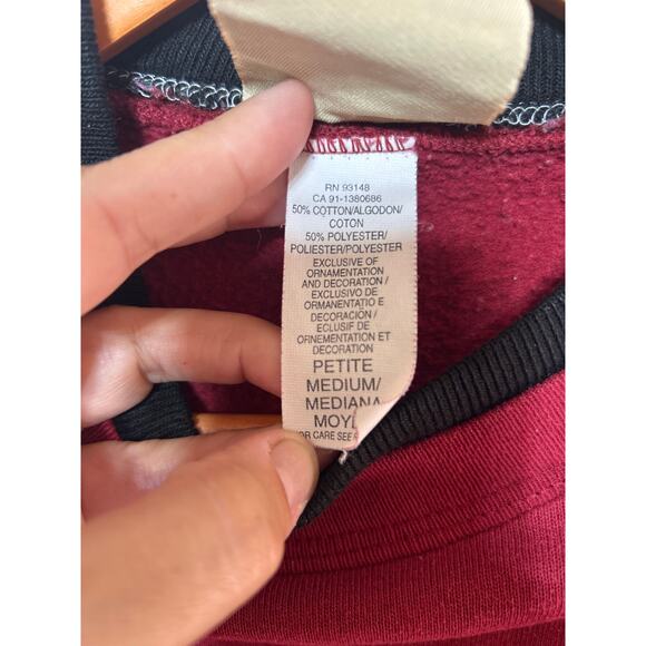 VTG Sweatshirt Med PETITE Red Embroidered Cat Sunflower Made in USA Top Stitch - Picture 7 of 9